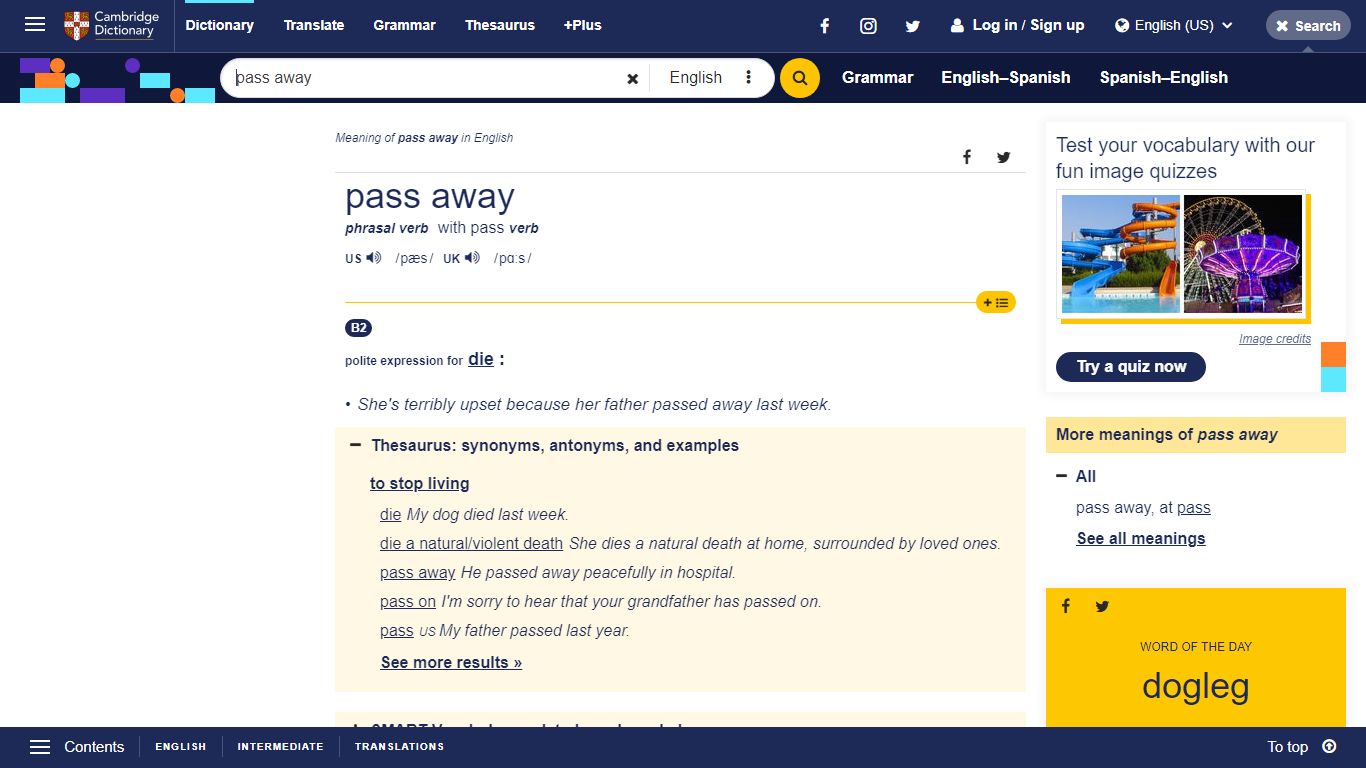 PASS AWAY | definition in the Cambridge English Dictionary